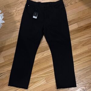 Massimo Dutti Men's Black Straight Leg Raw Hem Jeans, NWT